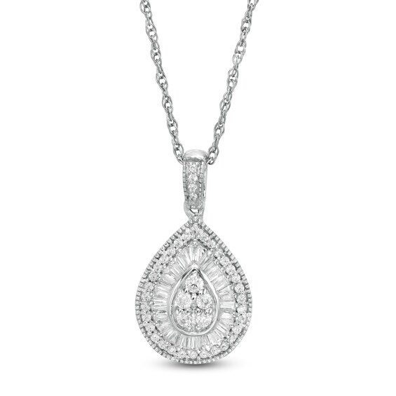 3/8 CT. T.W. Composite Diamond Teardrop Pendant in 10K White Gold 3/8 CT. T.W. Composite Diamond Teardrop Pendant in 10K White Gold