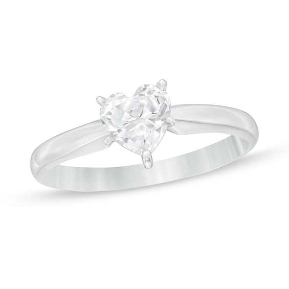 1/2 CT. Heart-Shaped Diamond Solitaire Ring in 14K White Gold (I/I2)