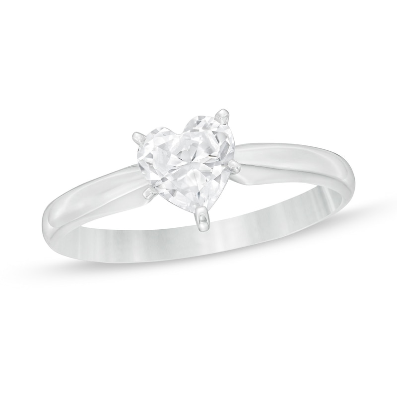 1/2 CT. Heart-Shaped Diamond Solitaire Ring in 14K White Gold (I/I2)