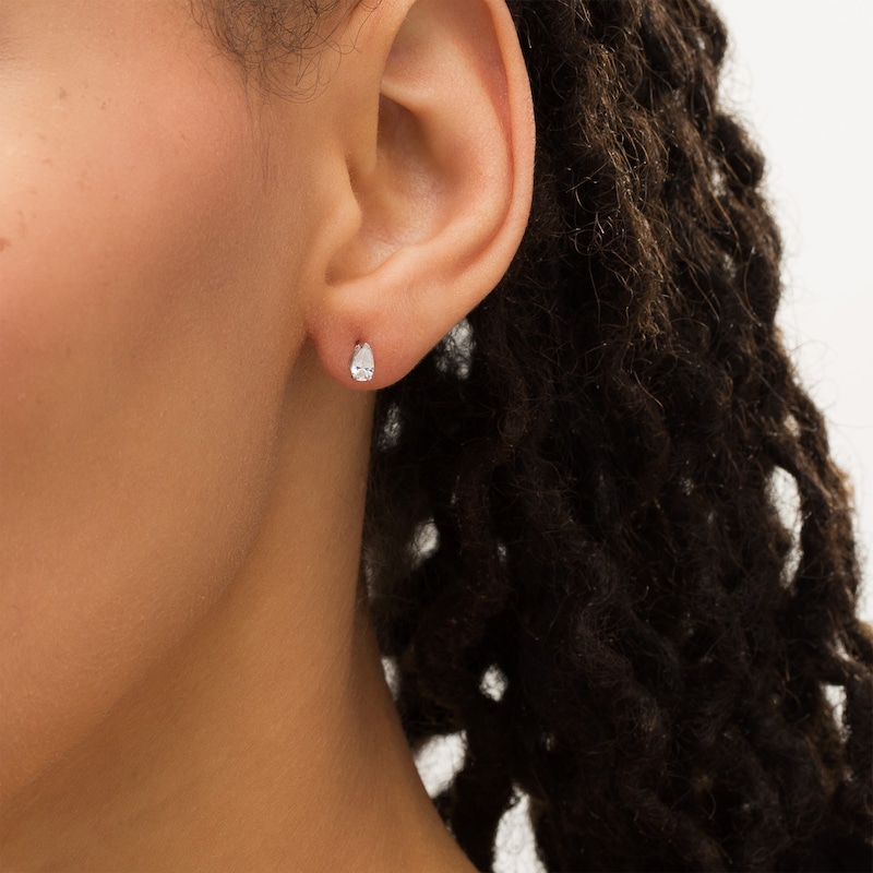 Main Image 2 of 1/2 CT. T.W. Certified Pear-Shaped Diamond Solitaire Stud Earrings in 14K White Gold (I/I1)