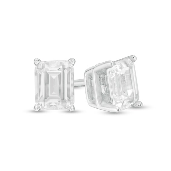1/2 CT. T.w. Certified Emerald-Cut Diamond Solitaire Stud Earrings in 14K White Gold (I/I1)