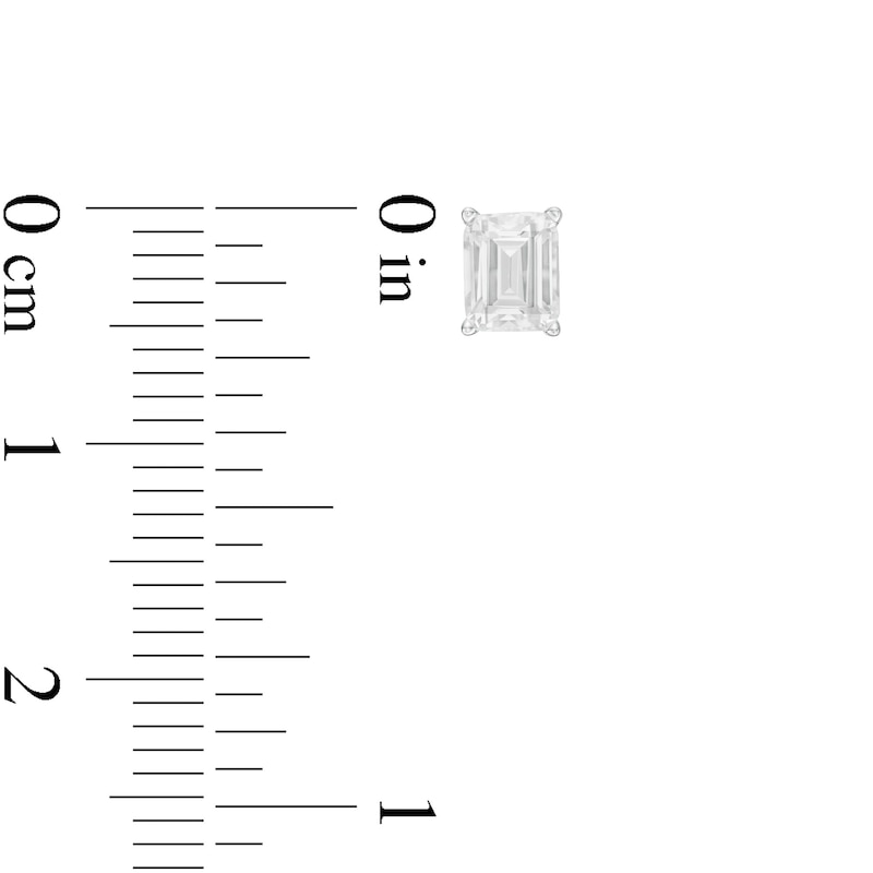 Main Image 3 of 1/2 CT. T.W. Certified Emerald-Cut Diamond Solitaire Stud Earrings in 14K White Gold (I/I1)
