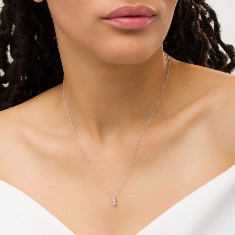 Main Image 2 of 1/2 CT. Certified Emerald-Cut Diamond Solitaire Pendant in 14K White Gold (I/I1)