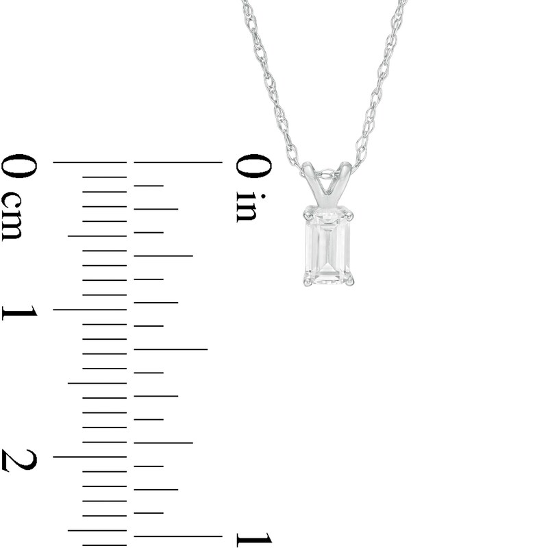 Main Image 3 of 1/2 CT. Certified Emerald-Cut Diamond Solitaire Pendant in 14K White Gold (I/I1)