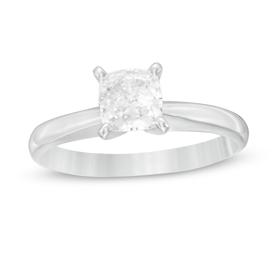 1 CT. T.w. Certified Cushion-Cut Diamond Solitaire Ring in 14K White Gold (I/I2)