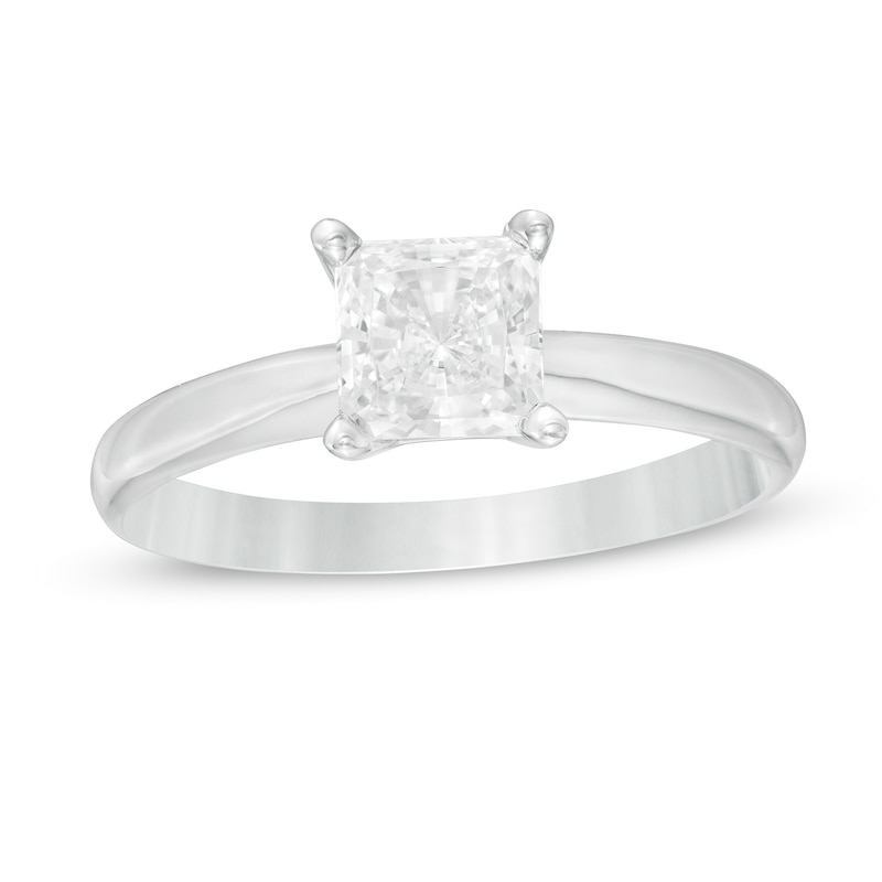 Main Image 1 of 1 CT. T.W. Certified Radiant-Cut Diamond Solitaire Ring in 14K White Gold (I/I2)