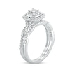 Thumbnail Image 2 of 1/2 CT. T.W. Quad Princess-Cut Diamond Cushion Frame Twist Shank Bridal Set in 10K White Gold