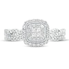 Thumbnail Image 3 of 1/2 CT. T.W. Quad Princess-Cut Diamond Cushion Frame Twist Shank Bridal Set in 10K White Gold