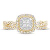 1/2 CT. T.W. Princess-Cut Quad Diamond Frame Twist Shank Bridal Set in 10K Gold