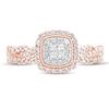 Thumbnail Image 1 of 1/2 CT. T.W. Princess-Cut Quad Diamond Frame Twist Shank Bridal Set in 10K Rose Gold