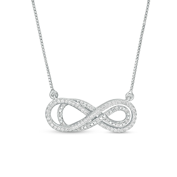 1/4 CT. T.W. Diamond Sideways Layered Infinity Necklace in Sterling ...