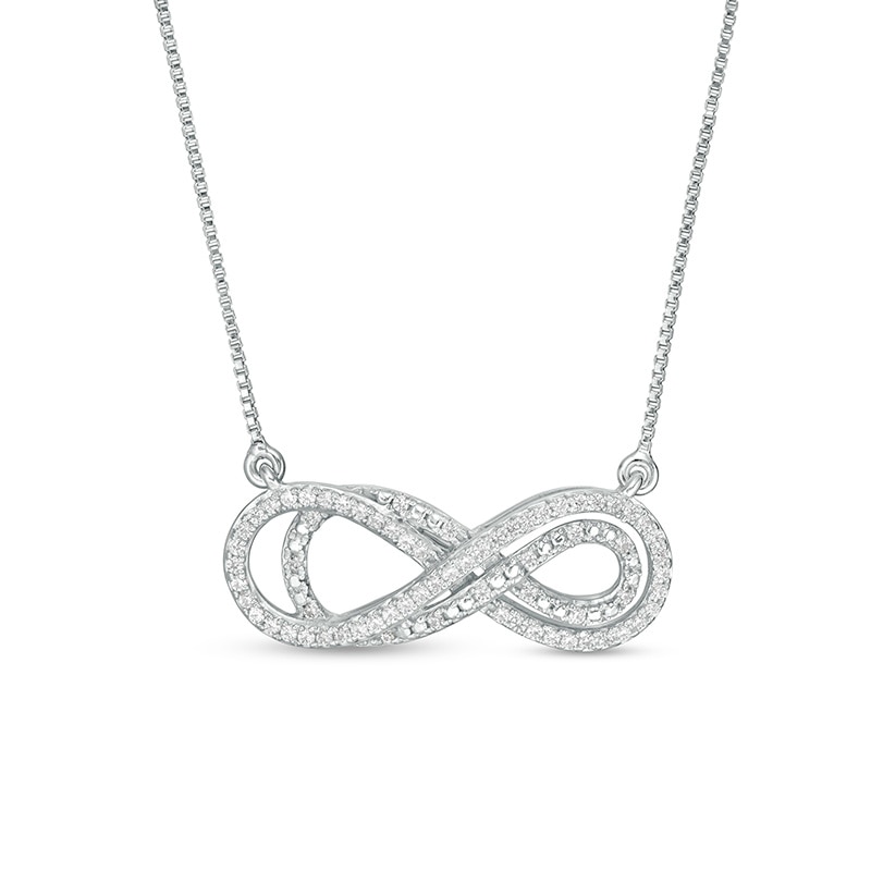 1/4 CT. T.W. Diamond Sideways Layered Infinity Necklace in Sterling Silver