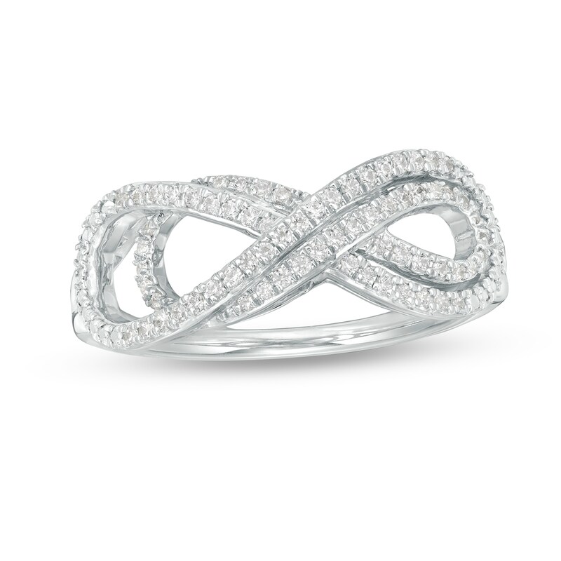 Main Image 1 of 1/5 CT. T.W. Diamond Sideways Layered Infinity Ring in Sterling Silver