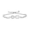 Thumbnail Image 0 of 3/8 CT. T.W. Diamond Layered Infinity Sideways Bolo Bracelet in Sterling Silver - 9.0"