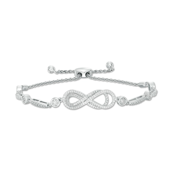3/8 CT. T.w. Diamond Layered Infinity Sideways Bolo Bracelet in Sterling Silver - 9.0"