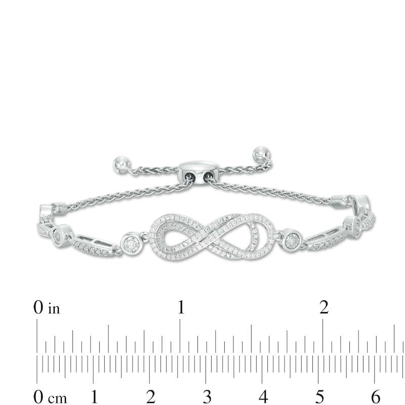 3/8 CT. T.W. Diamond Layered Infinity Sideways Bolo Bracelet in Sterling Silver - 9.0"
