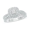 Thumbnail Image 1 of 3/8 CT. T.W. Princess-Cut Quad Diamond Cushion Frame Bridal Set in 10K White Gold