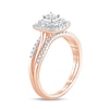Thumbnail Image 2 of 3/8 CT. T.W. Quad Princess-Cut Diamond Double Cushion Frame Twist Shank Bridal Set in 10K Rose Gold