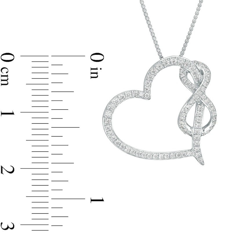 1/3 CT. T.W. Diamond Tilted Heart with Infinity Pendant in Sterling Silver