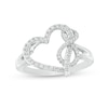 Thumbnail Image 1 of 1/4 CT. T.W. Diamond Tilted Heart with Infinity Ring in Sterling Silver