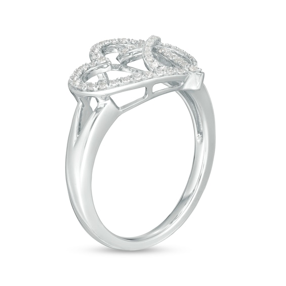 1/4 CT. T.w. Diamond Tilted Heart with Infinity Ring in Sterling Silver
