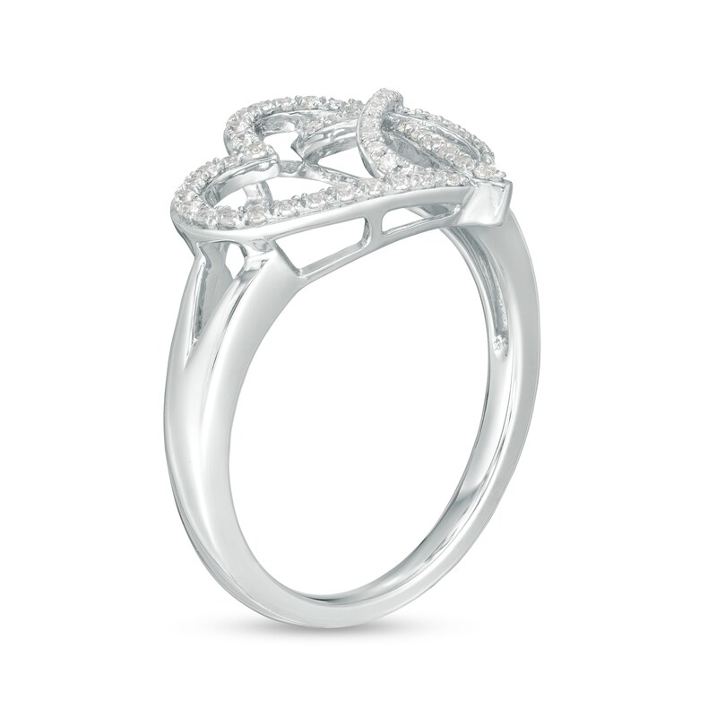Main Image 3 of 1/4 CT. T.W. Diamond Tilted Heart with Infinity Ring in Sterling Silver