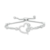 Thumbnail Image 0 of 3/8 CT. T.W. Diamond Tilted Heart with Infinity Bolo Bracelet in Sterling Silver - 9.0"