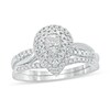 Thumbnail Image 1 of 3/8 CT. T.W. Composite Diamond Teardrop Frame Bridal Set in 10K White Gold