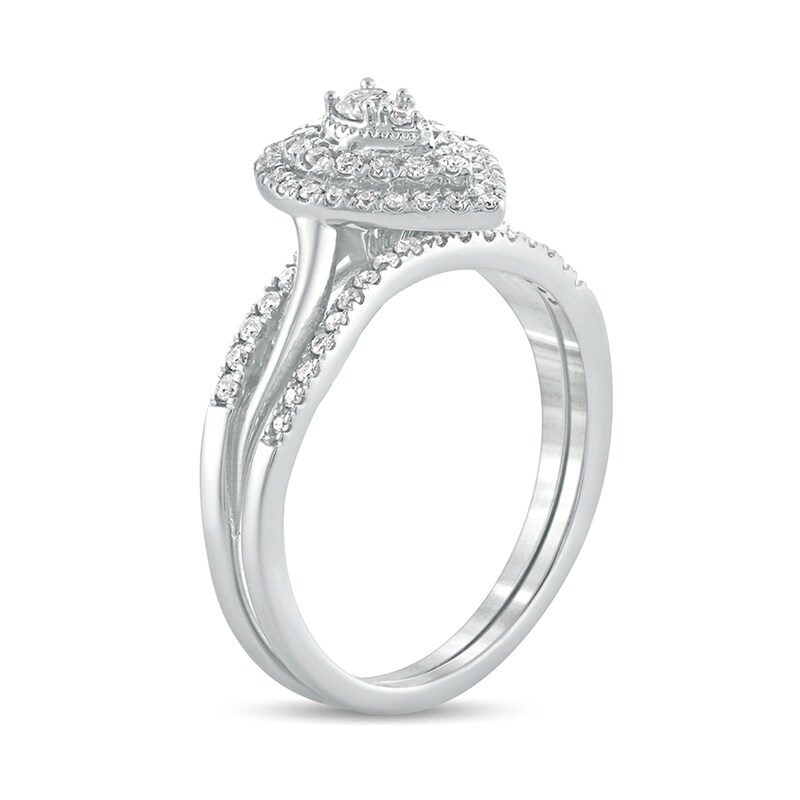 Main Image 2 of 3/8 CT. T.W. Composite Diamond Teardrop Frame Bridal Set in 10K White Gold