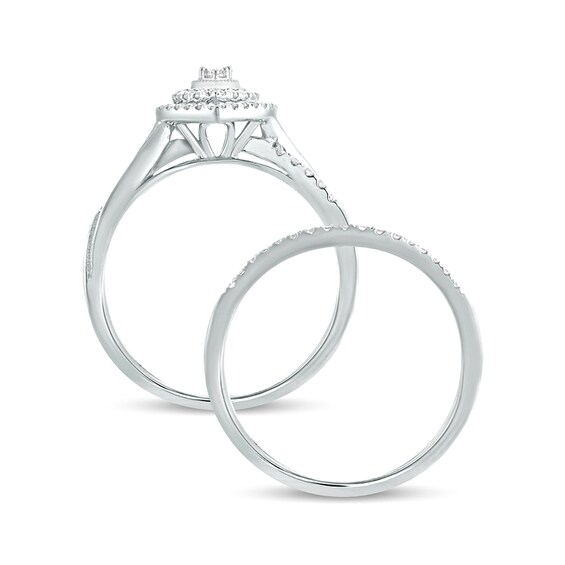 3/8 CT. T.w. Composite Diamond Teardrop Frame Bridal Set in 10K White Gold