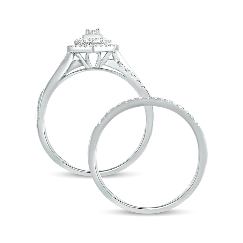Main Image 4 of 3/8 CT. T.W. Composite Diamond Teardrop Frame Bridal Set in 10K White Gold