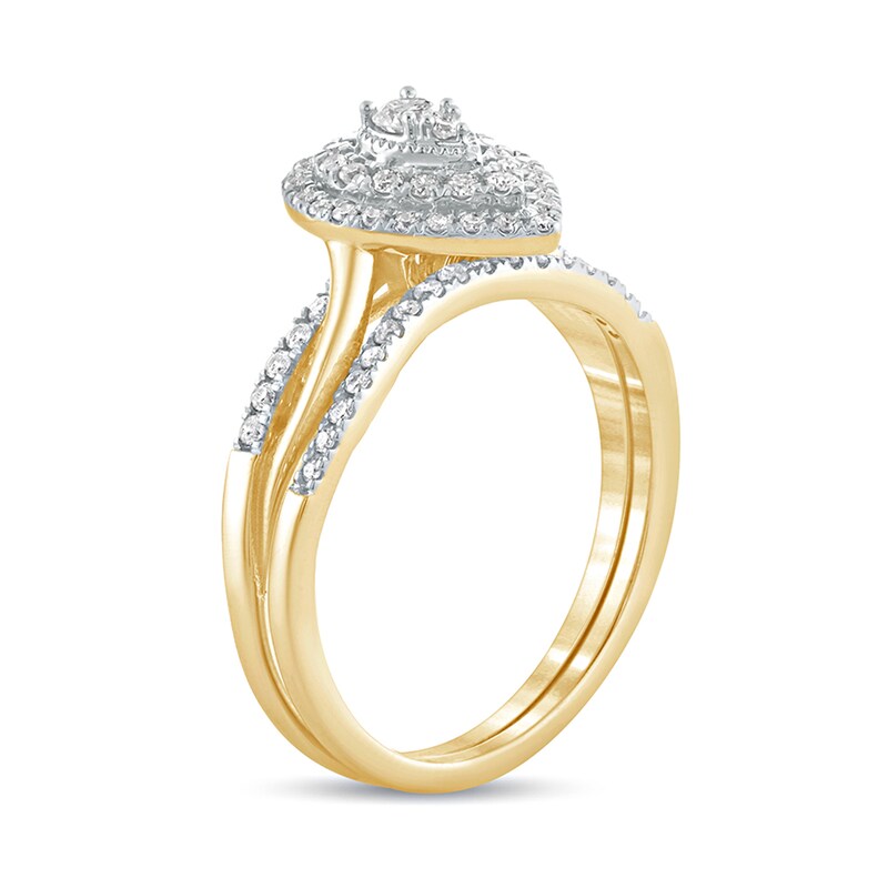 Main Image 2 of 3/8 CT. T.W. Composite Diamond Teardrop Frame Bridal Set in 10K Gold