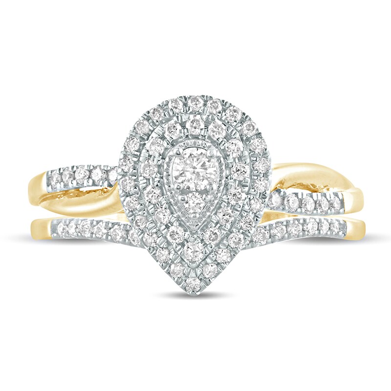 Main Image 3 of 3/8 CT. T.W. Composite Diamond Teardrop Frame Bridal Set in 10K Gold