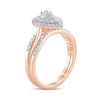 Thumbnail Image 2 of 3/8 CT. T.W. Composite Diamond Pear-Shaped Double Frame Twist Shank Bridal Set in 10K Rose Gold
