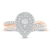 Thumbnail Image 3 of 3/8 CT. T.W. Composite Diamond Pear-Shaped Double Frame Twist Shank Bridal Set in 10K Rose Gold