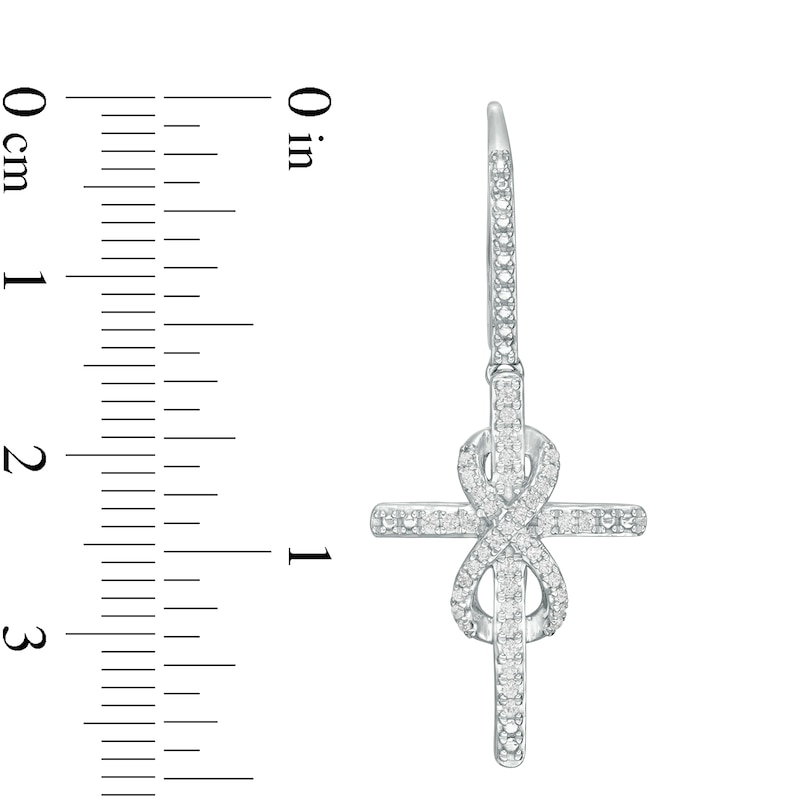 Main Image 3 of 1/3 CT. T.W. Diamond Cross with Infinity Drop Earrings in Sterling Silver