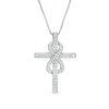 Thumbnail Image 0 of 1/4 CT. T.W. Diamond Cross with Infinity Pendant in Sterling Silver