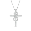 Thumbnail Image 1 of 1/4 CT. T.W. Diamond Cross with Infinity Pendant in Sterling Silver