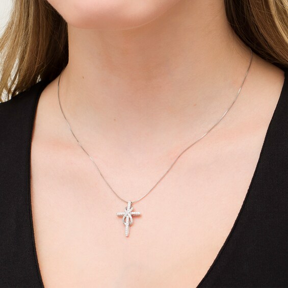 1/4 CT. T.w. Diamond Cross with Infinity Pendant in Sterling Silver