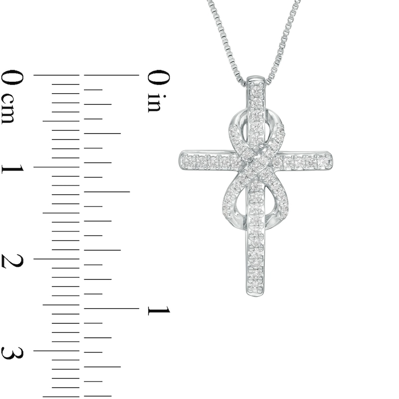 1/4 CT. T.W. Diamond Cross with Infinity Pendant in Sterling Silver