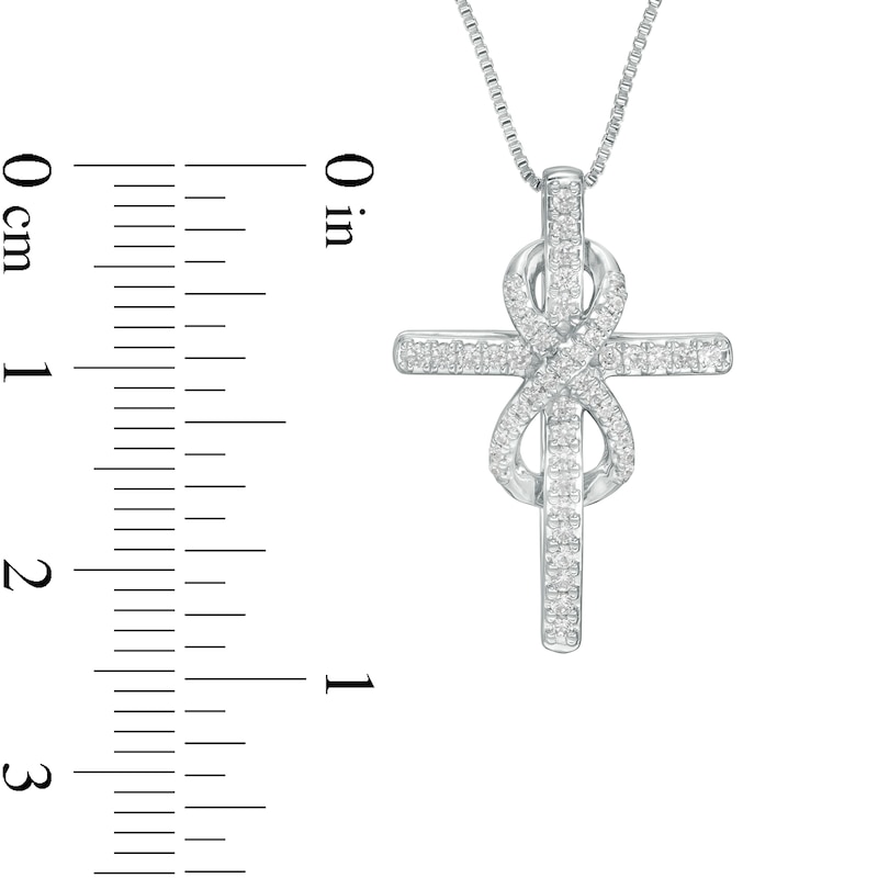 Main Image 3 of 1/4 CT. T.W. Diamond Cross with Infinity Pendant in Sterling Silver