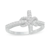 Thumbnail Image 1 of 1/4 CT. T.W. Diamond Sideways Cross with Infinity Ring in Sterling Silver
