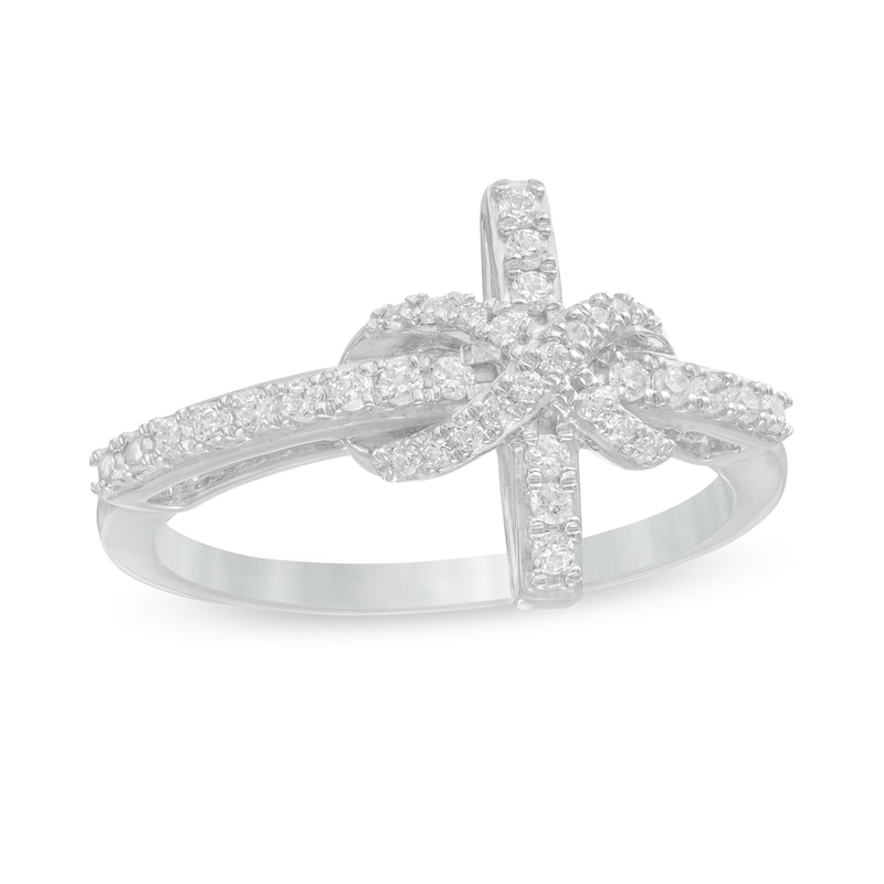 Main Image 1 of 1/4 CT. T.W. Diamond Sideways Cross with Infinity Ring in Sterling Silver