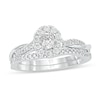 Thumbnail Image 0 of 1/2 CT. T.W. Oval Diamond Frame Twist Shank Bridal Set in 10K White Gold