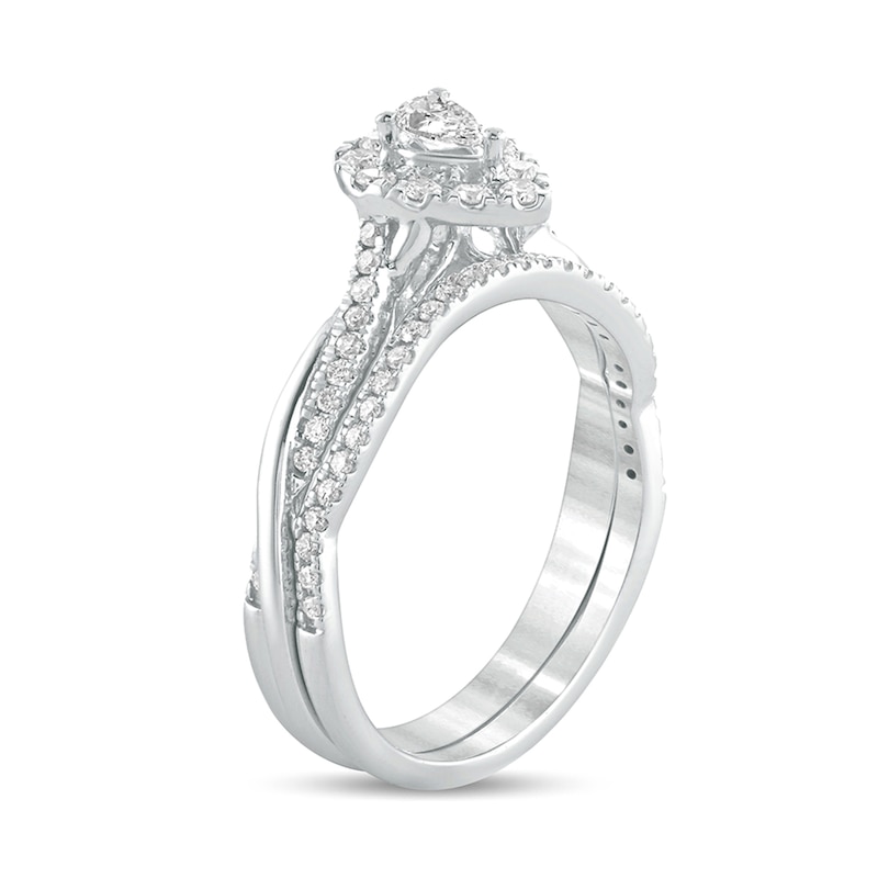 Main Image 2 of 1/2 CT. T.W. Pear-Shaped Diamond Frame Twist Shank Bridal Set in 10K White Gold