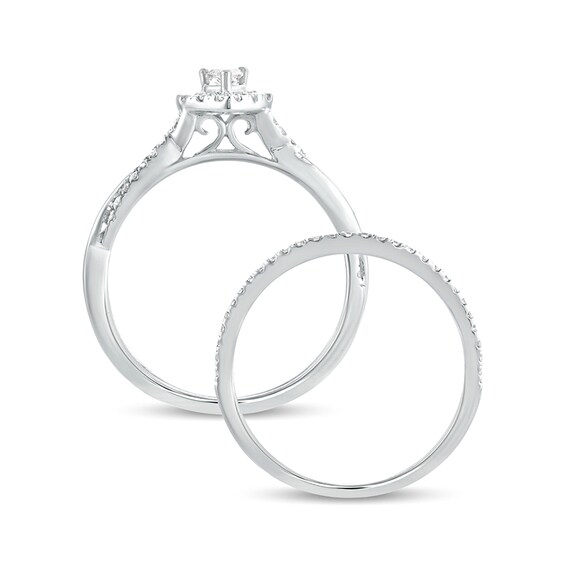 1/2 CT. T.w. Pear-Shaped Diamond Frame Twist Shank Bridal Set in 10K White Gold