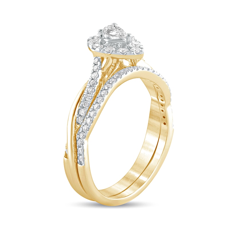 Main Image 2 of 1/2 CT. T.W. Pear-Shaped Diamond Frame Twist Shank Bridal Set in 10K Gold