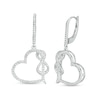 Thumbnail Image 0 of 1/3 CT. T.W. Diamond Tilted Heart with Infinity Drop Earrings in Sterling Silver