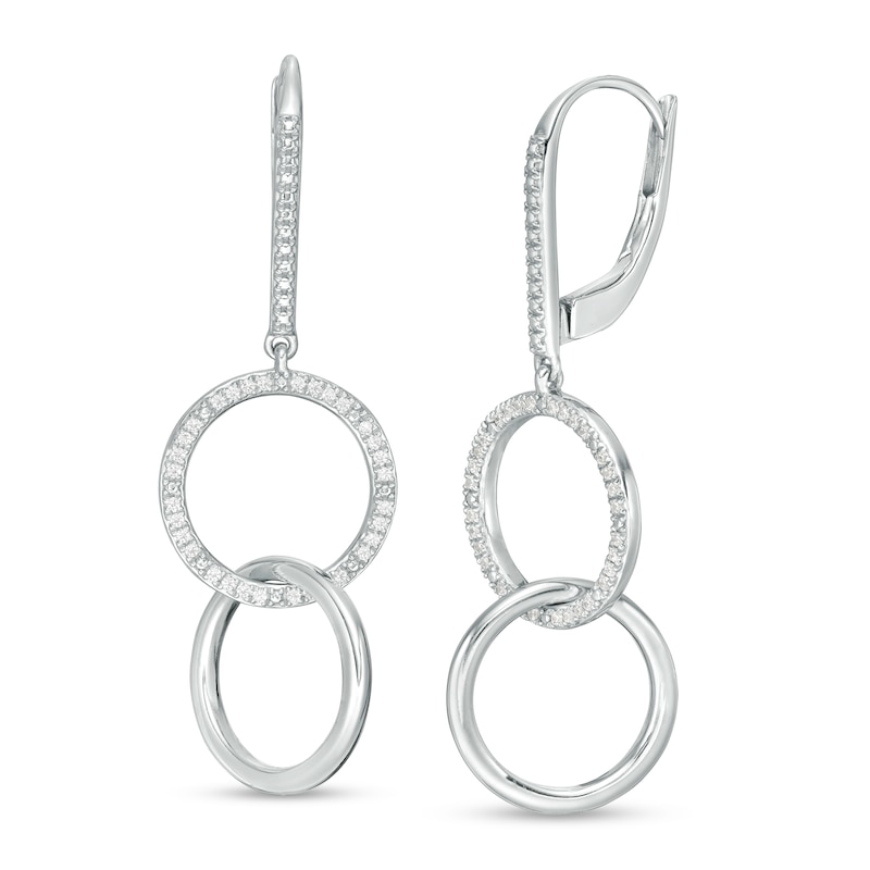 Main Image 1 of 1/5 CT. T.W. Diamond Interlocking Circles Drop Earrings in Sterling Silver