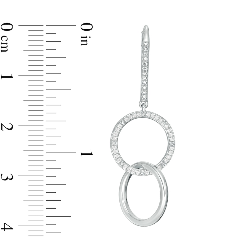 Main Image 3 of 1/5 CT. T.W. Diamond Interlocking Circles Drop Earrings in Sterling Silver